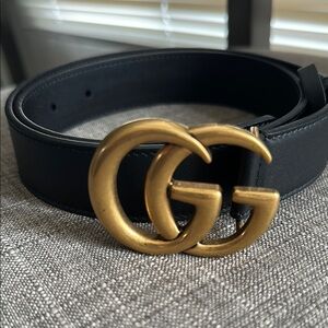 Gucci Black Belt with Gold Buckle